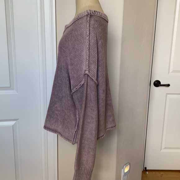 Mustard Seed Distressed Sweater Womens L Dusty Rose Faded Boho Oversized boxy - Picture 3 of 8